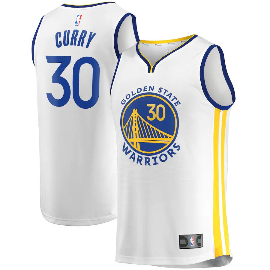Men Golden State Warriors 30 Stephen Curry Fanatics Branded White 2022-23 Fast Break Replica Player NBA Jersey